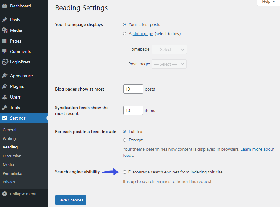 Search Engine Visibility - WordPress SEO