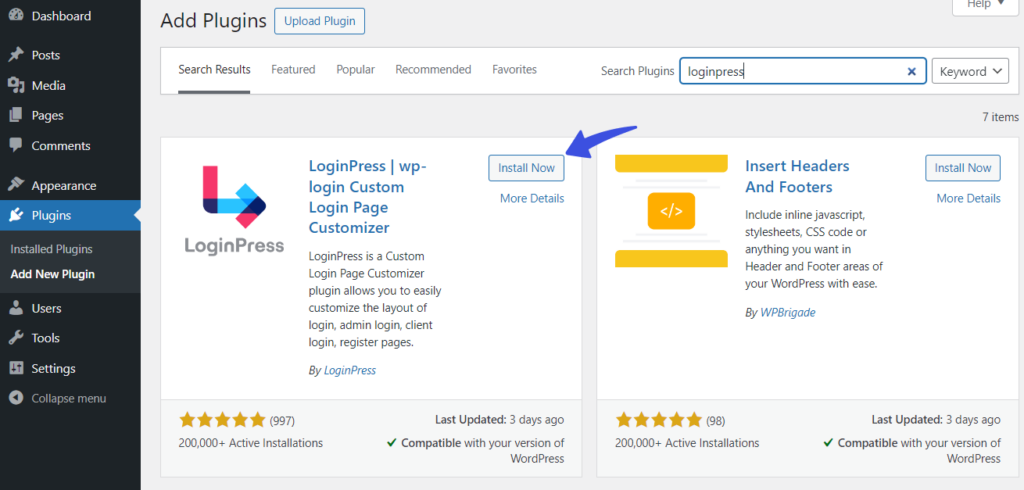 Install and Activate LoginPress