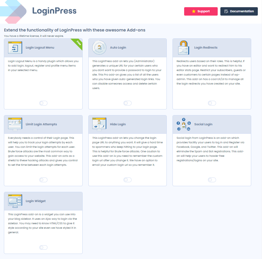 LoginPress Add-Ons