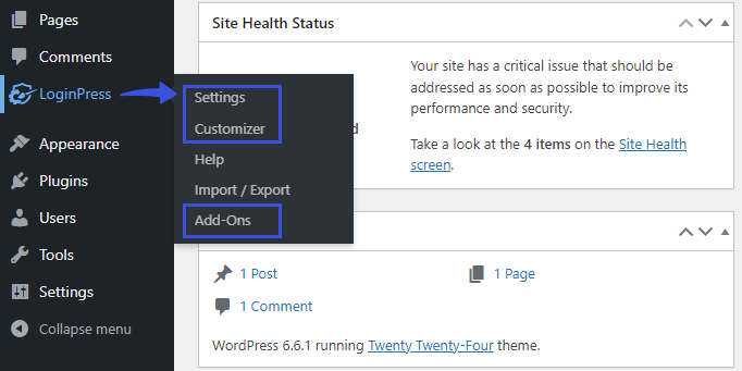 LoginPress Settings Customizer and Add-Ons