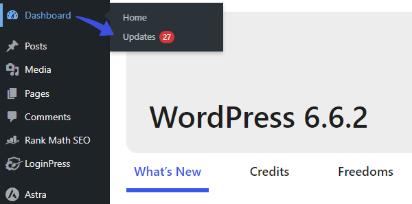 Updates in WP Sidebar