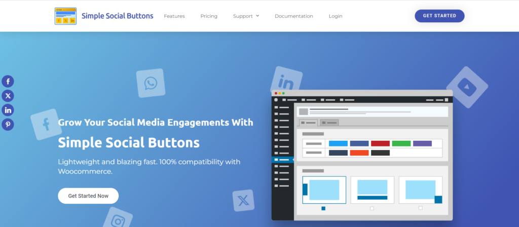 Simple Social Buttons Homepage Screen