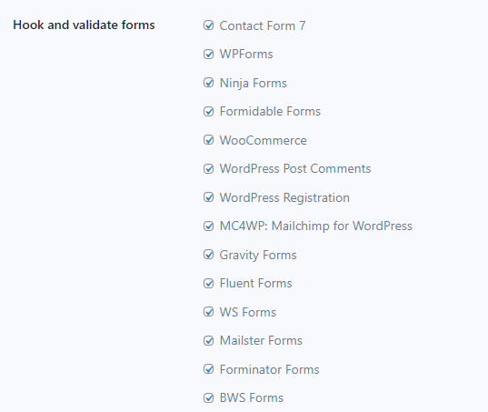 ZeroBounce Hook and Validate Forms Options