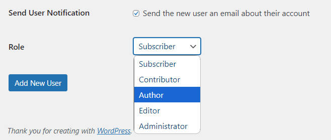 Author - WordPress User Roles