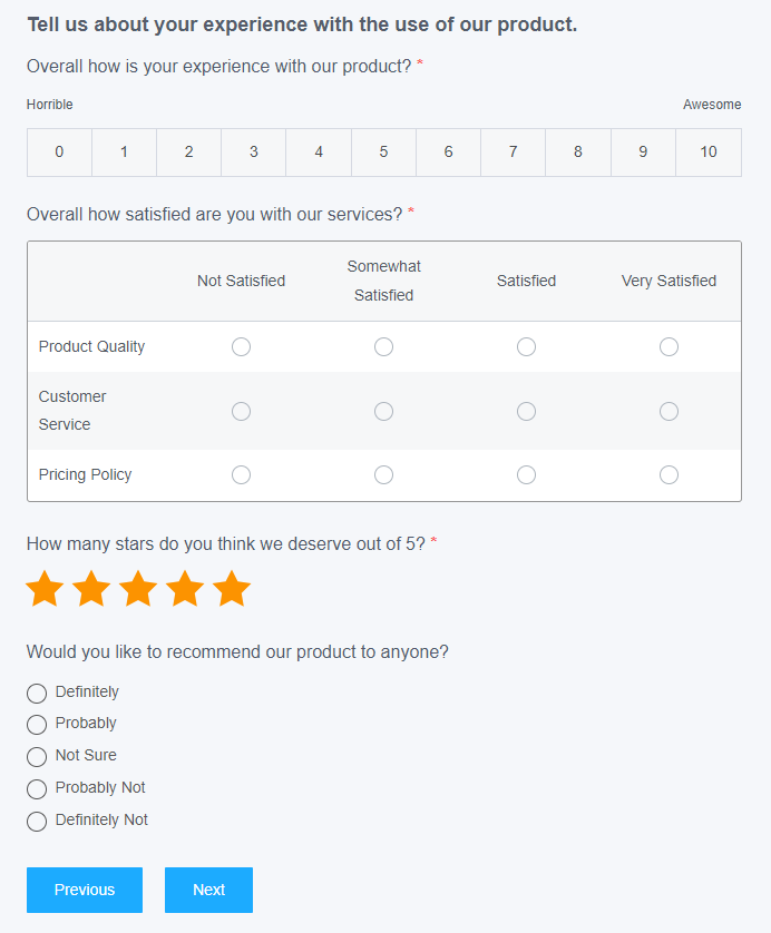 Product Review Survey - WordPress Survey
