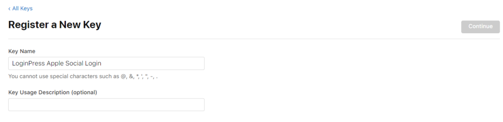 Add New Key Name