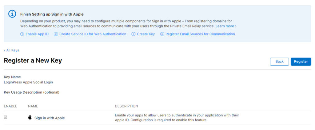 Register New Apple Key 
