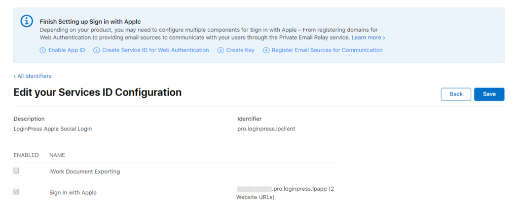 Configure Apple Services ID
