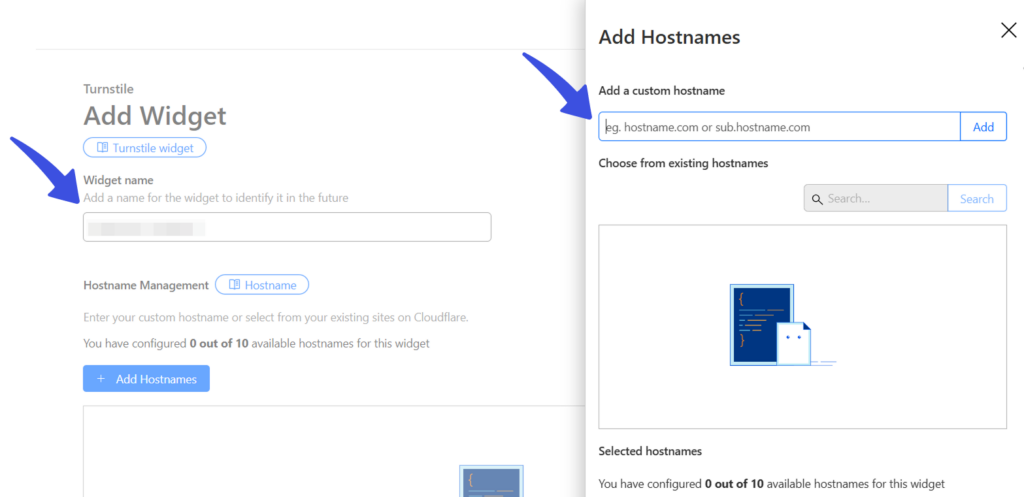 Add widget name and hostname