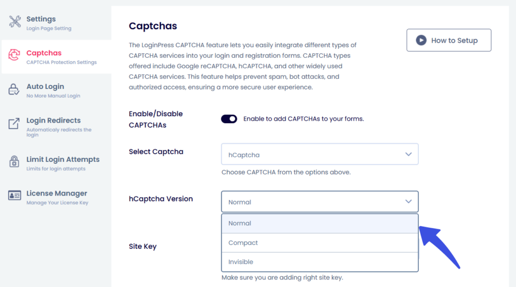 Choose hCAPTCHA version