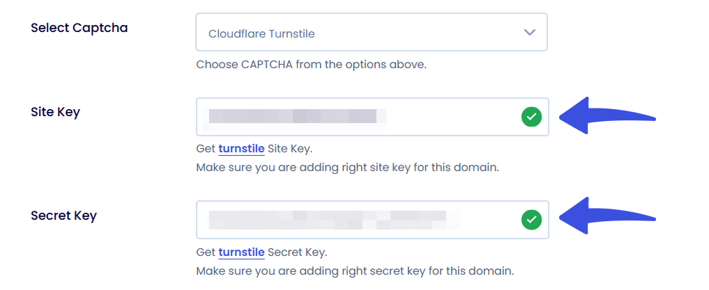 Validated Cloudflare Turnstile Keys