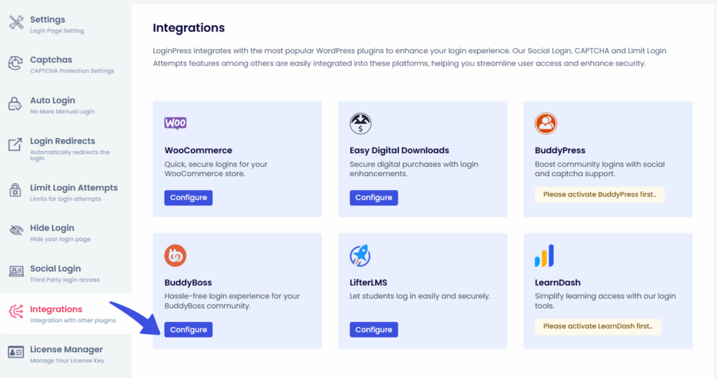 Configure LoginPress BuddyBoss Integration