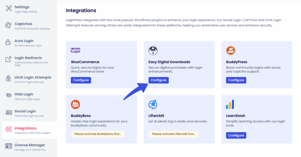 Configure LoginPress Easy Digital Downloads Integration
