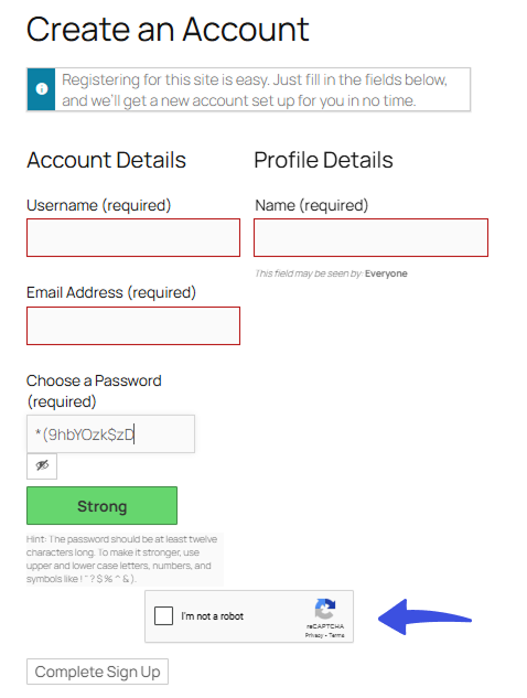 Captcha on BuddyPress Register Form