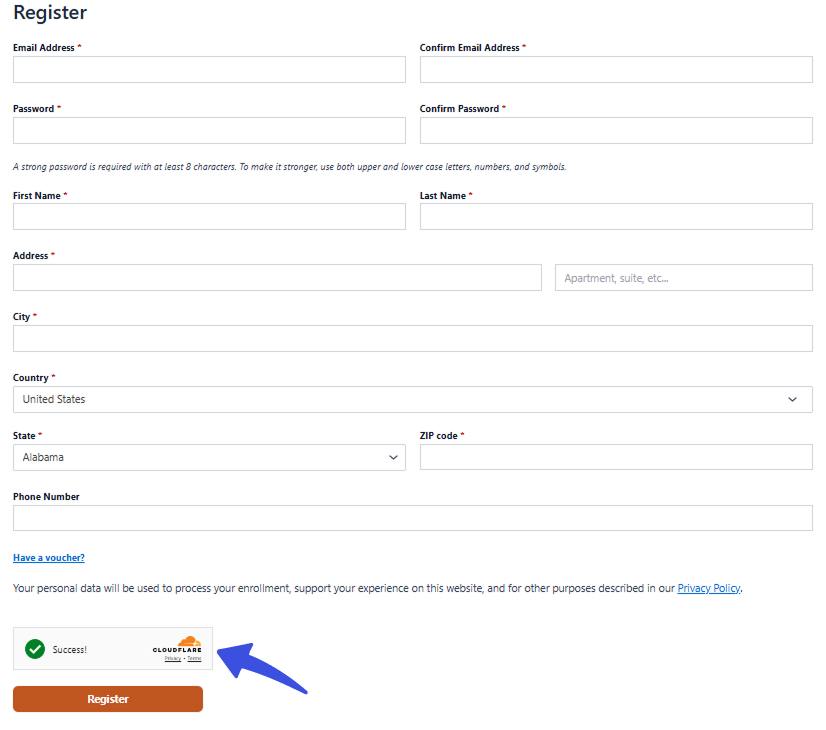 Captcha on Lifter LMS Register Form