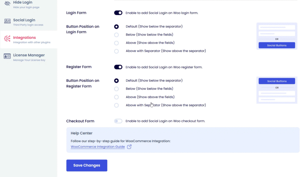 Configure Social Login on WooCommerce Forms