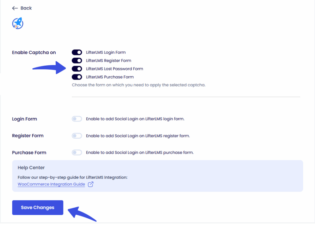Configure Lifter LMS Captcha