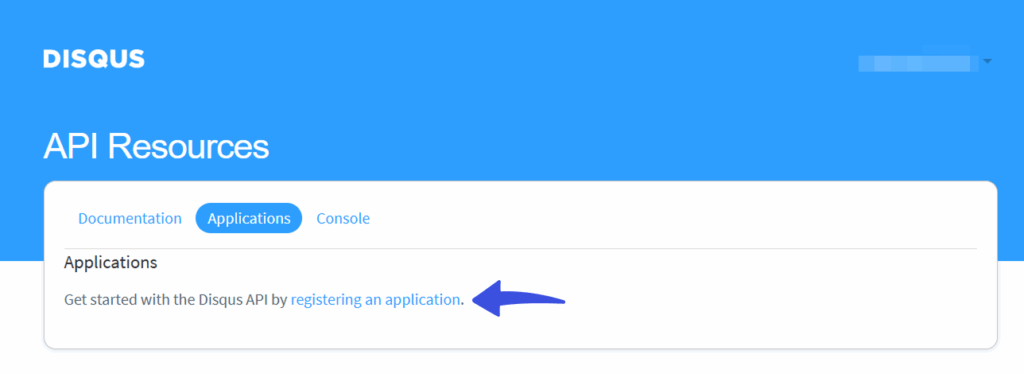 Register New App DISQUS