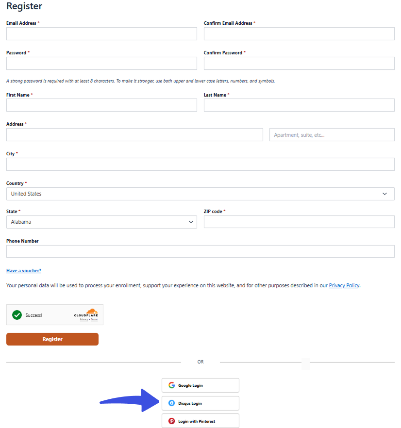 Social Login on Lifter LMS Register Form