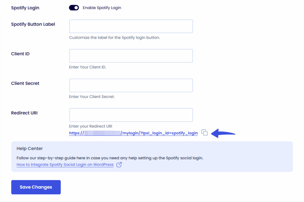 Add Redirect URI