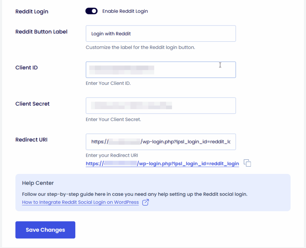 Add Reddit Client ID and Client Secret