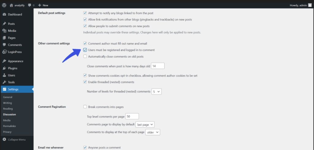 Navigate to Other Comment Settings 1.png 1 Other comment settings in Discussions