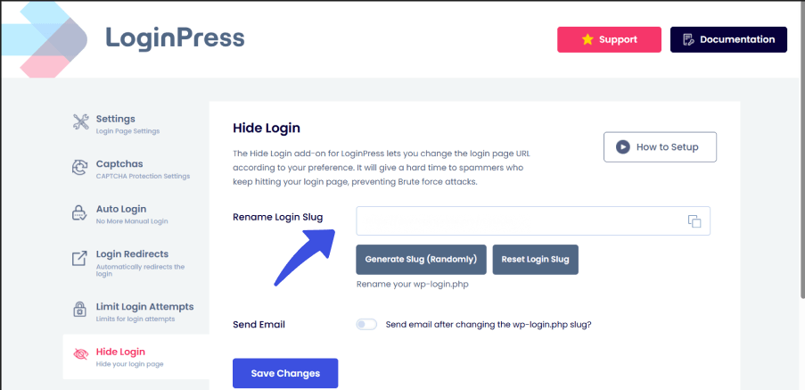 Generate slug in loginpress 