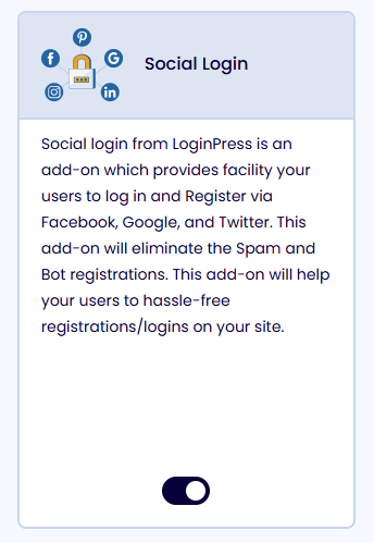 Social login add-on offered by loginpress