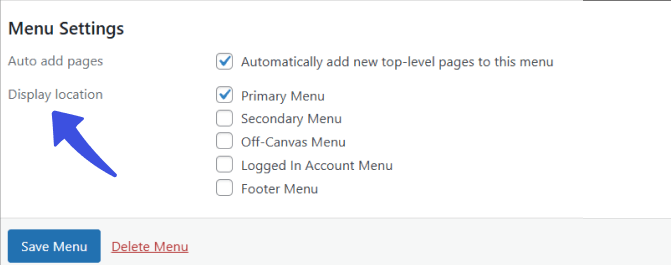 Display location of wordpress custom menu