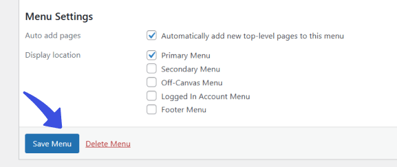 Button called save menu to save changes