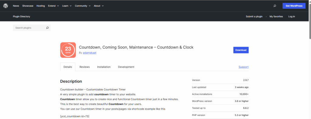 countdown builder plugin Screenshot of the wordpress timer plugin called countdown builder plugin's details