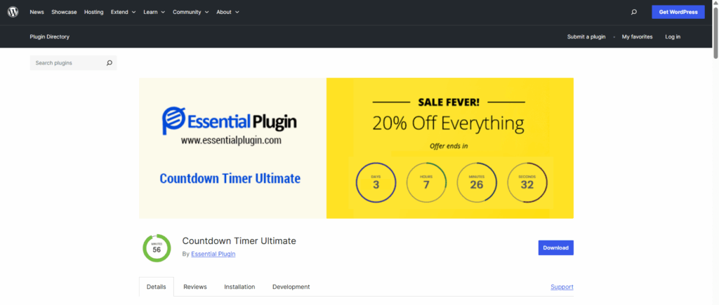 countdown timer ultimate plugin Screenshot of the wordpress timer plugin called countdown timer ultimate plugin's details