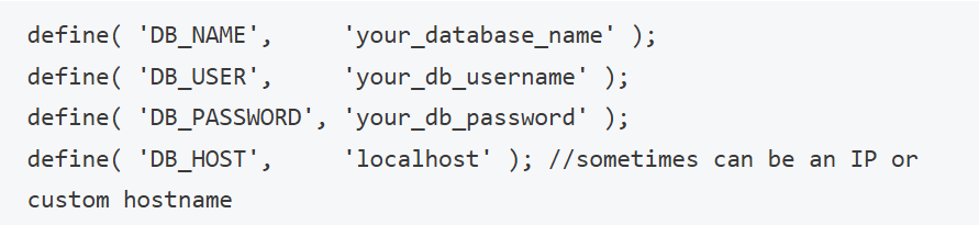 database tables in wp-config file