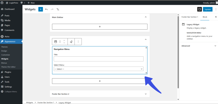Drag and drop the navigation menu widget to your desired location