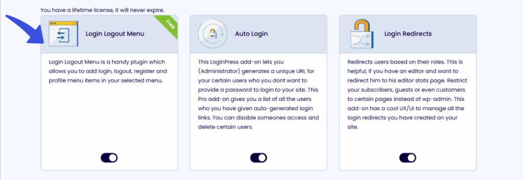 Enable addons called login logout menu by loginpress