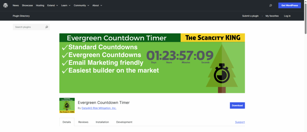 evergreen countdown timer plugin Screenshot of the wordpress timer plugin called evergreen countdown timer plugin's details