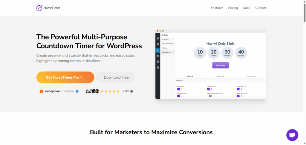 hurry timer plugin Screenshot of the wordpress timer plugin called Hurry timer plugin's details