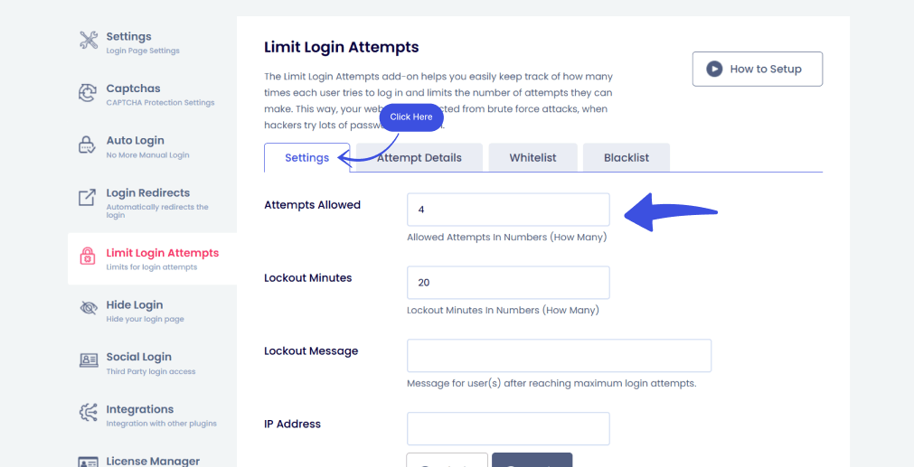 limit login attempts 1 Limit login attempts feature