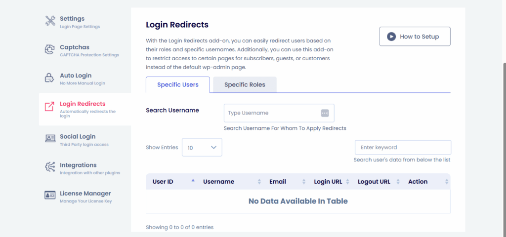 This image shows login redirects settings to customize wordpress dashboard for clients