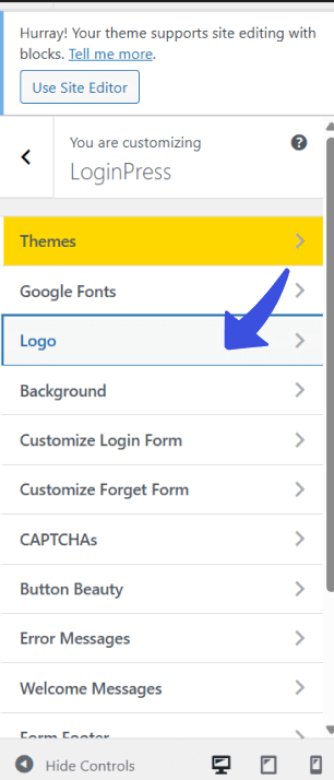 Change logo for your login form on wordpress custom menu