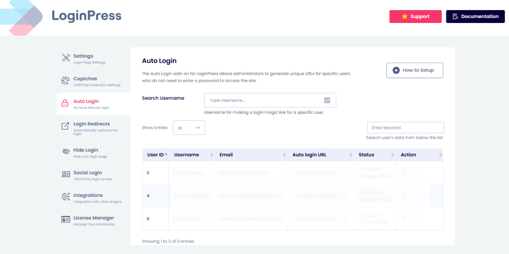 loginpress auto login add ons Screenshot of loginpress plugin's premium add-ons settings called auto login for timer plugins