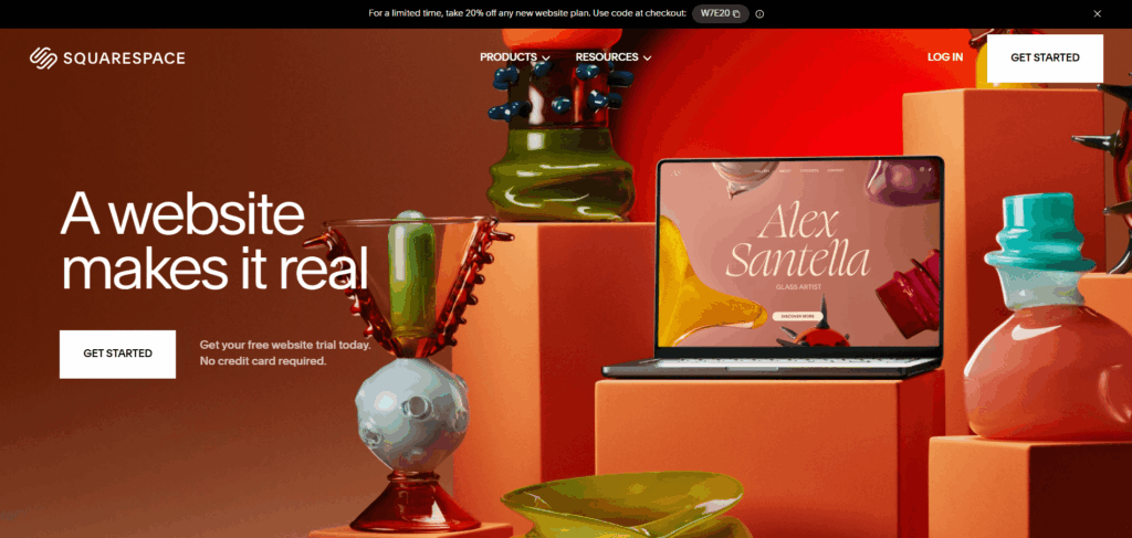 squarespace website landing page