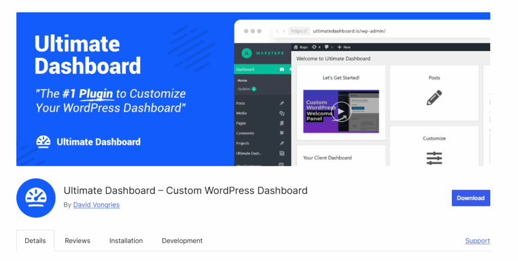 This is an image of the plugin information about ultimate dashboard plugin