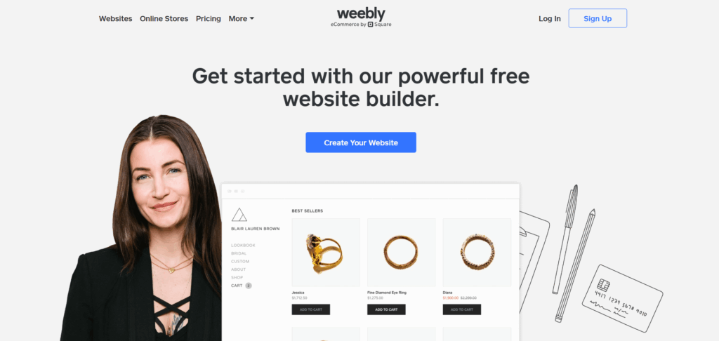 weebly website landing page