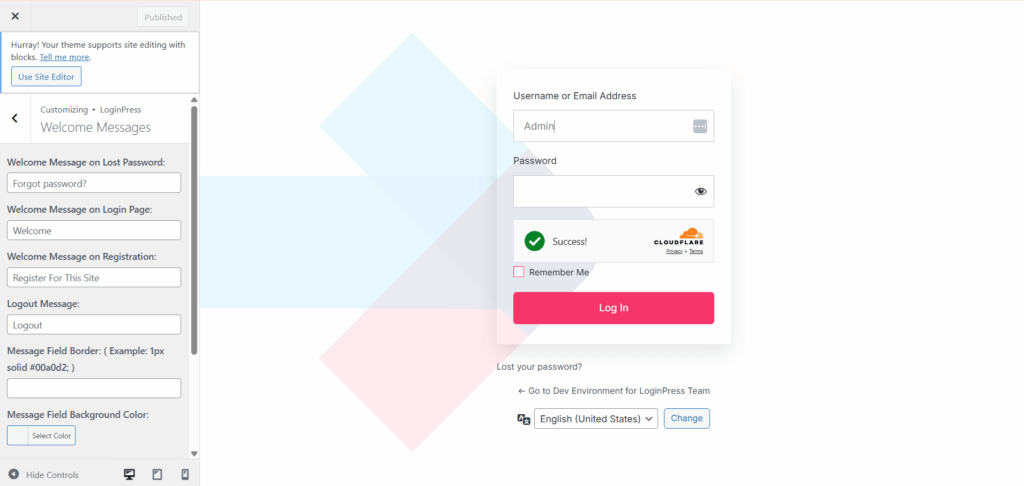 This image shows loginpress option to show custom welcome messages to users when they login using loginpress plugin
