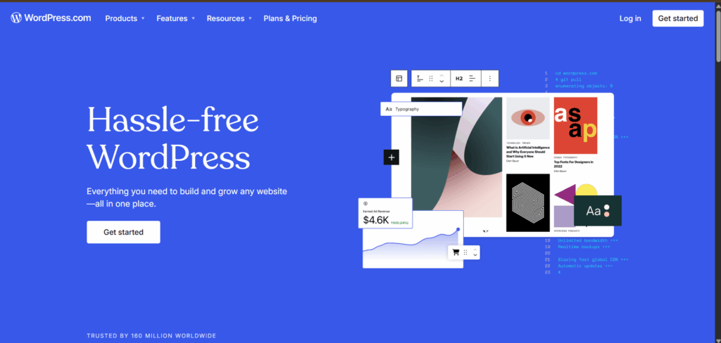 wordpress website landing page