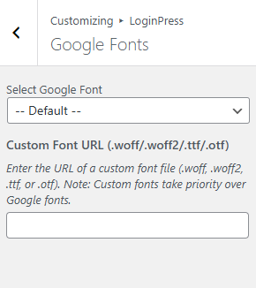 Custom Fonts - LoginPress Customizer