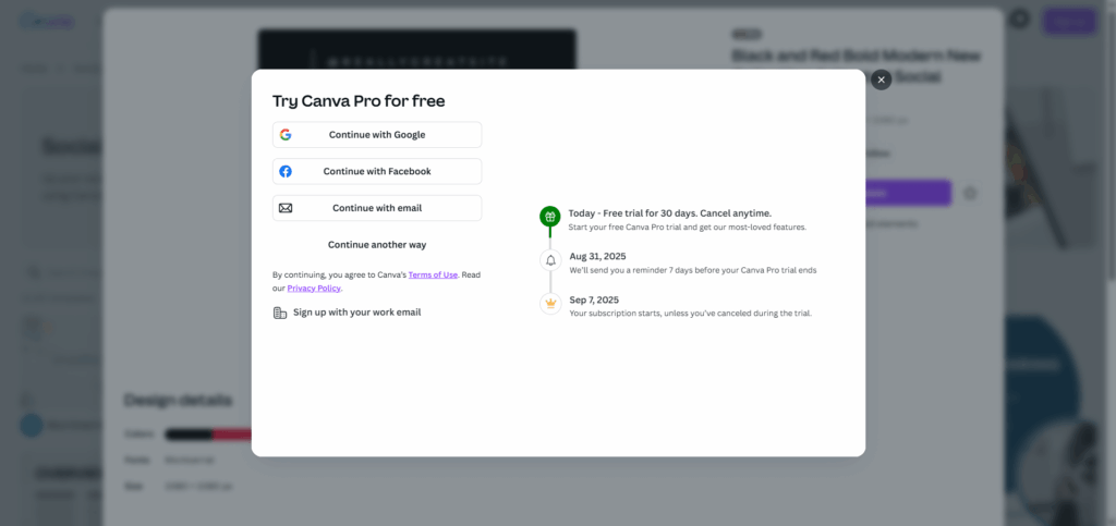 canva gated content Canva subscription trial for accessing social media templates