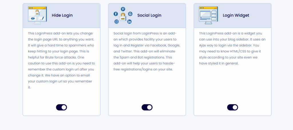 loginpress add ons Loginpress premium addons options