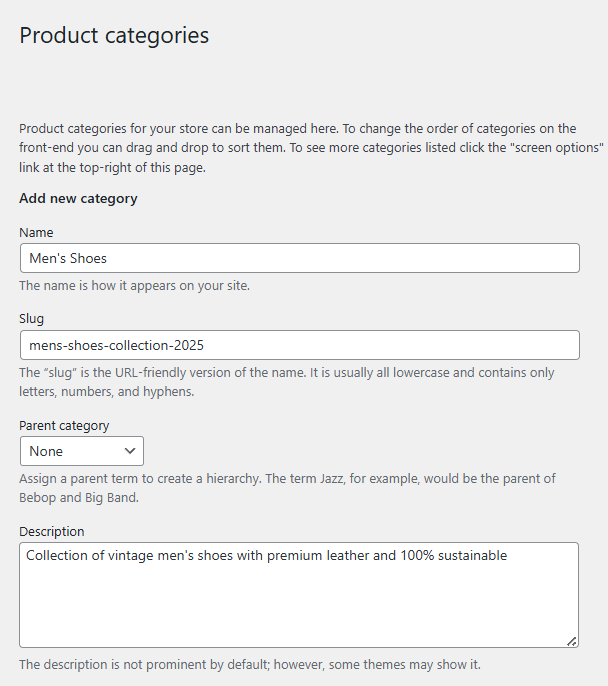 product categories options Product categories option in woocommerce seo